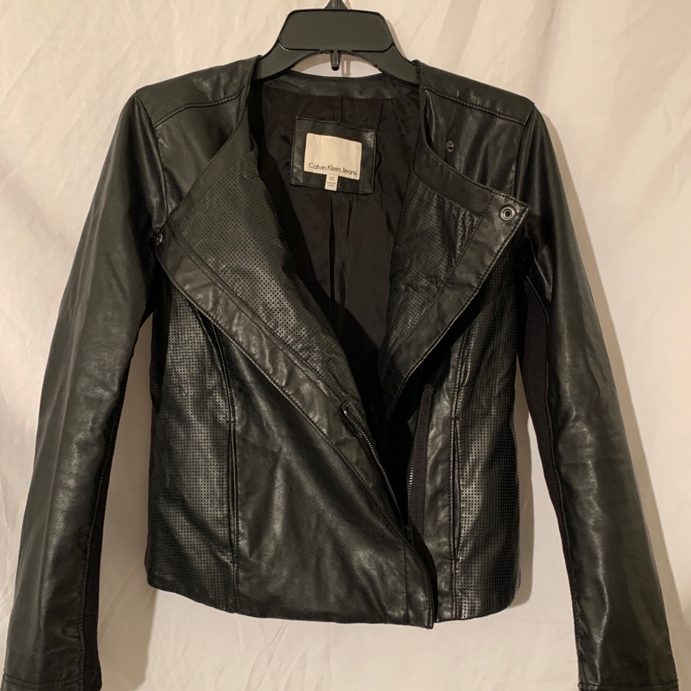 Calvin Klein faux leather moto jacket